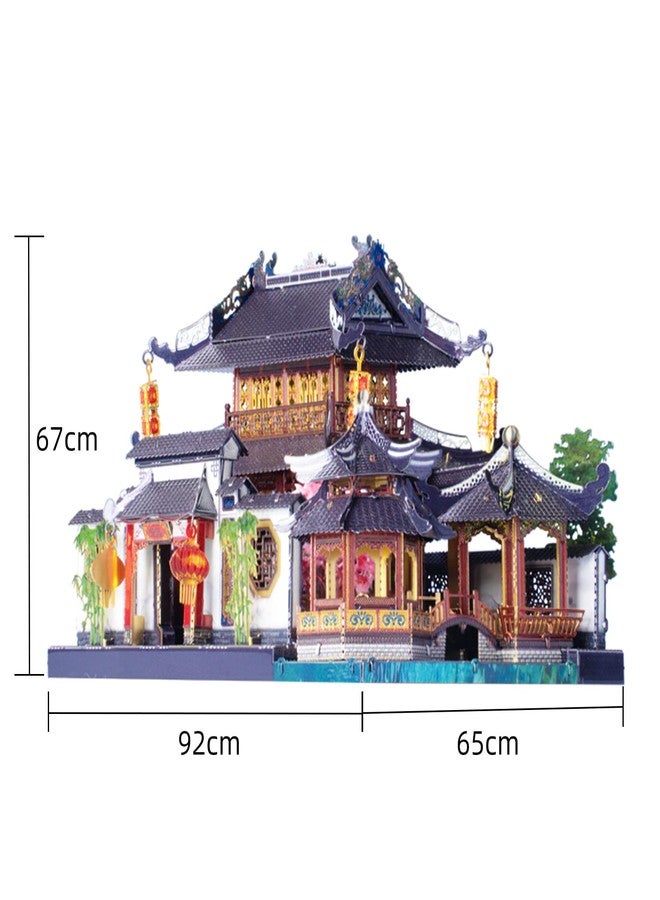 MU 3D Metal Puzzle for Adult Chinese Landscape Architecture Suzhou Style Gardens, Jigsaw DIY Miniature Model Kits for Beginner Building Birthday Gift, 110pcs - Image 3